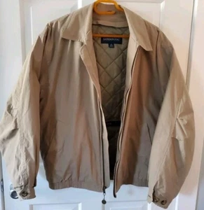 London Fog Men's Bomber Stadium Golf Jacket Quilted Lining Tan Medium M - Picture 1 of 17