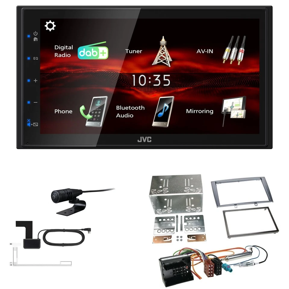 JVC KW-M180DBT 2DIN DAB+ Autoradio für Peugeot 308 2007-2009 in schwarz - Bild 1 von 4