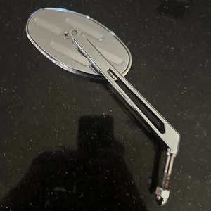 Oval Louvered chrome billet mirror harley custom fxr dyna softail sportster flh - Picture 1 of 5