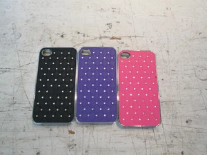 Lot of 3 Bling Hard Cover for iPhone 4 4S Black, Pink, Purple w/ Bling - NEW - Picture 1 of 2