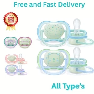 1x Philips Avent Soothers, 6-18m Ultra Air Night Soother with Glow-in-the-Dark - Picture 1 of 16