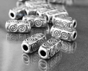 Antik Silber Großes Loch Rohr Spirale Perlen 20 Stck. 10x4 mm Metall Perlen #AAA - Bild 1 von 3
