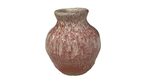Small Vintage Glazed Ceramic Potter Vase Red, white dainty petite trinkets - Picture 1 of 7