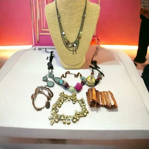 8 Piece Boho Hippie Ethnic Jewelry Lot Anklet Bracelet Necklace Earrings Shell - Picture 1 of 7