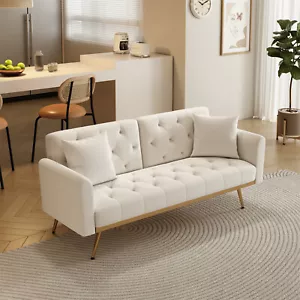 Convertible Sleeper Sofa Bed Velvet Loveseat 3 Seater Sofa Couch Folding Sofa - Picture 1 of 88