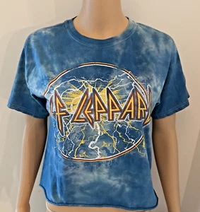 DEF LEPPARD T Shirt Women's Crop Top Size Small Blue Tie Dye Adrenalize 2021 - Picture 1 of 6