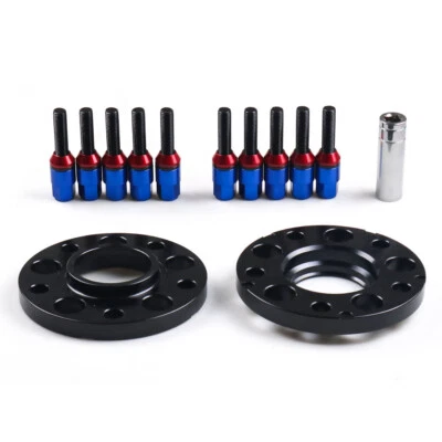 Blue M12x1.5 5x120mm 72.56mm Hubcentric Wheel Spacers  Tapered Bolts For E36/E82 - Image 1 of 4