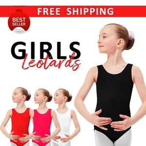 Mädchen Baumwolle Turnanzug Kinder Schule PE Ballett Tanz Gymnastik ärmellos Body - Bild 1 von 11