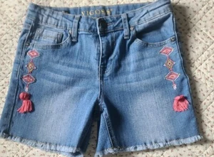 VIGOSS ~ Embroidered ~ Blue ~ Cotton Blend ~ Denim Shorts ~ Girls' Size 16 - Picture 1 of 6