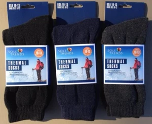 3 calcetines de tripulación térmicos ricos en algodón negros/grises/marino SOLE TENDENCIAS para hombre talla 10-13 - Imagen 1 de 11