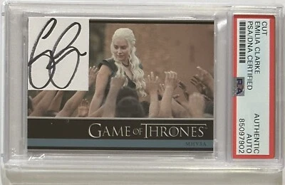 SIGNED GAME OF THRONES EMILIA CLARKE 2014 RITTENHOUSE CUT AUTOGRAPH PSA DNA COA - Image 1 of 2