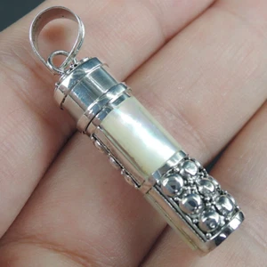 Medallón de oración de madreperla de plata de ley 925 caja de cenizas colgante joyería PL16 - Imagen 1 de 9
