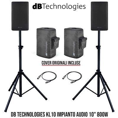 DB TECHNOLOGIES KL10 Impianto Audio 10" 800 Watt 2 Casse + Stativi + Cavi + Cove - Immagine 1 di 4