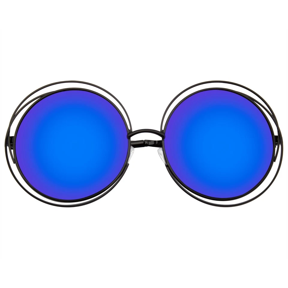 Sunglasses Round Retro Indie Dual Metal Oversize Round Mirrored Lens Sunglasses - Image 1 of 1