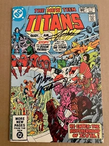 New Teen Titans #15 SIGNED George Perez Marv Wolfman w/COA DC 1982 Kid Flash - Picture 1 of 1
