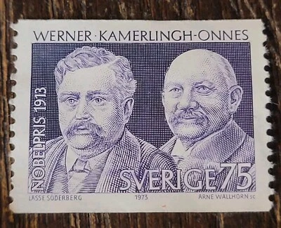 Estampilla postal sueca 1973 Werner/Kamerlingh-Onnes química/física MNG 75 minerales Foto 1 de 2