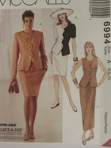 McCALLS 6994 MS/MP Scalloped Jacket & Skirts PATTERN 6-8-10-12/16-18-20-22-24 UC - Picture 1 of 3