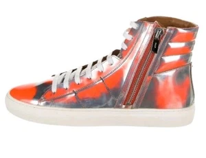 $600 Bally Hensel 49 Silver and Orange High Tops Sneakers size US 12 - Picture 1 of 6