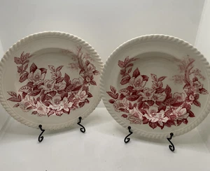 2 Johnson Brothers Appleblossom Pink Flowers Rope Edge Off-White Soup Bowl - Picture 1 of 7