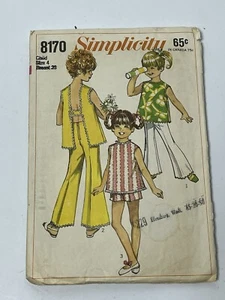 H-Back Top Pants Shorts Girls Size 4 Vintage 60s S8170 CUT Pattern Toddler - Picture 1 of 2