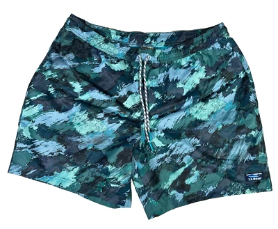 LL Bean Classic Outdoor Swim Trunks Size XXL 38x8 Mesh Lined Blue Water Color - Image 1 of 4