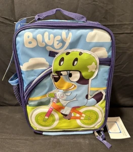 Bluey Ride Along Kids Insulated Reusable 10" Lunch Bag Tote Water Bottle Pocket - Picture 1 of 10