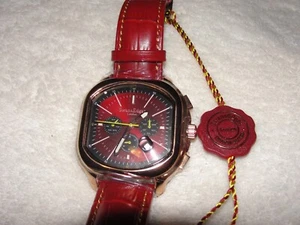 SWAN & EDGAR GENTS RED NIMBUS AUTOMATIC CHRONOGRAPH WATCH. ROSE GOLD IP CASE. - Picture 1 of 16