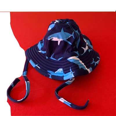 Hanna Andersson Cute Baby "SHARK SUNBLOCK SWIM HAT" XXS, 0-3 Months. Great Gift! - Image 1 of 4