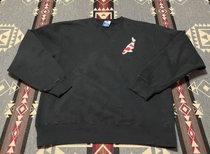 VTG Champion Reverse Weave Sweatshirt XL USA Made Black Embroidered Koi Fish T35 - Picture 1 of 8