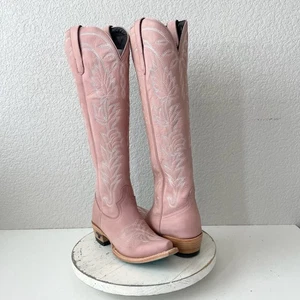Lane SANDAGA Knee High Womens Cowboy Boots 5.5 Blush Pink Cowgirl Western Tall - Picture 1 of 11