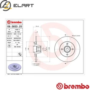 2x BRAKE DISC 08.5833.25 FOR RENAULT CLIO/II/Hatchback/Van F8Q730/732/678 1.9L - Picture 1 of 7