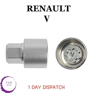 MASTER LOCKING WHEEL SECURITY NUT BOLT REMOVER KEY SOCKET V FOR RENAULT - Picture 1 of 6
