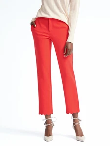 Banana Republic Avery Fit Scallop Hem Pants Womens 6 Red Career Office NEW - Picture 1 of 11