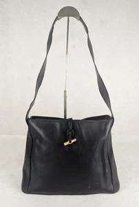 Authentic Longchamp Black Leather Crossbody Shoulder Bag Made in France - Picture 1 of 23