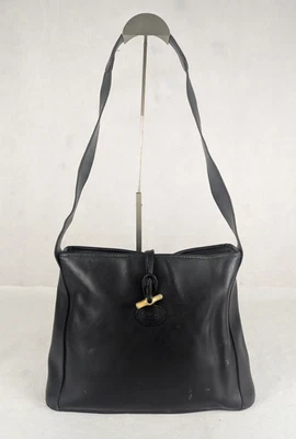 Authentic Longchamp Black Leather Crossbody Shoulder Bag Made in France - Image 1 of 4