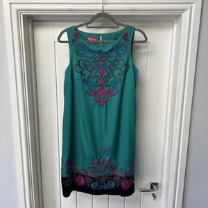 Vestido Monzón Para Mujer UK 10 Verde Recto Hasta la Rodilla Sin Mangas Bordado - Imagen 1 de 12