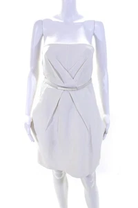 KaufmanFranco Womens White Embellished Belt Strapless Mini Dress Size 40 - Picture 1 of 5