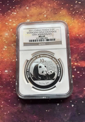 China 2011 10º Aniversario Shanghai Bolsa de Oro Bonita NGC MS 69 Foto 1 de 2