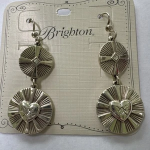 NWT BRIGHTON CELESTE HEART FRENCH WIRE DOUBLE DROP EARRINGS JA8300 MRSP $54 NEW - Picture 1 of 7