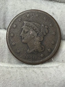 1840 1c geflochtenes Haar großer Cent ** XKXKL0418 - Bild 1 von 3