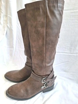  Mia Womens Equest. Botas Marrón Talla 9M Cremallera Completa 17.5" Alto Estilo: Ethel 17" Becerro  Foto 1 de 4