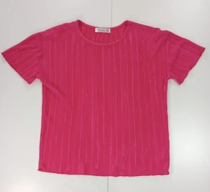 Blusa acanalada rosa 89th & Madison manga corta cuello redondo para mujer XS - Imagen 1 de 5