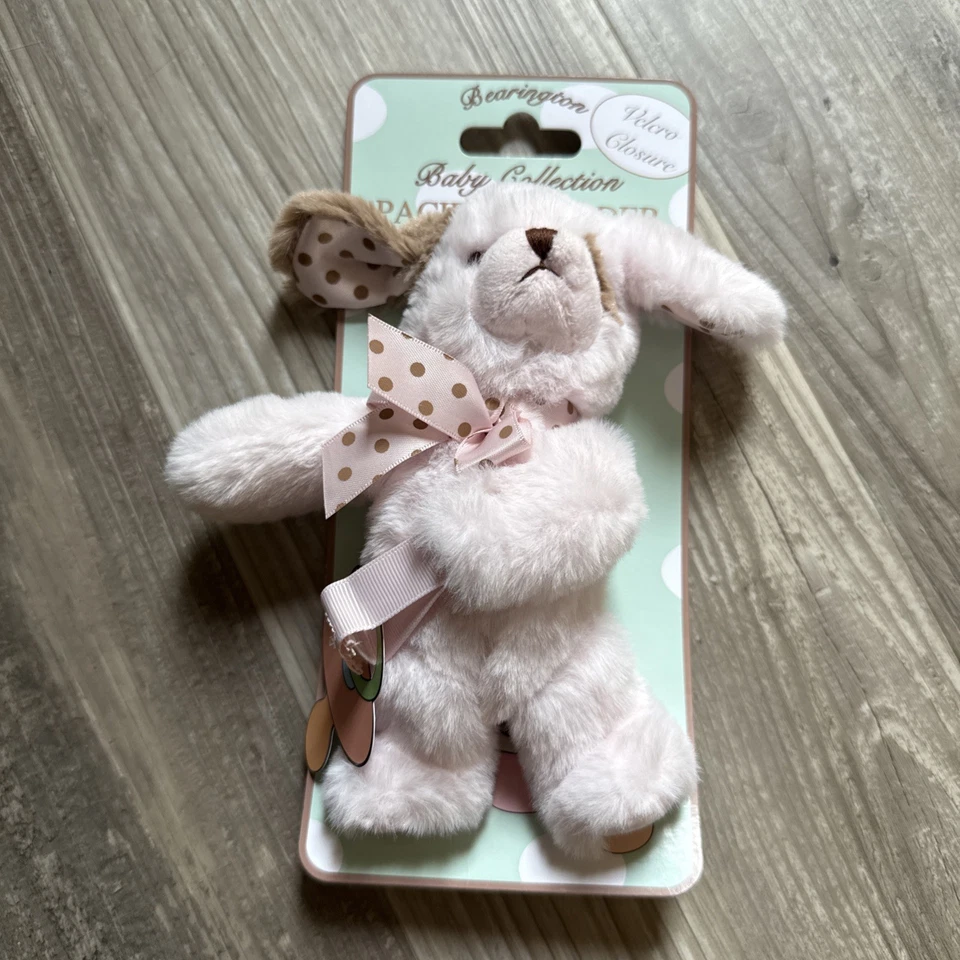 Pacifier Holder Bearington Baby Collection Pink Plush Puppy Dog