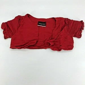 Leopard Daisy Girls Shrug Open Cardigan Short Sleeve Red  - Picture 1 of 3