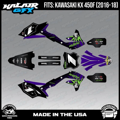 Kit de gráficos para Kawasaki KX450F (2016-2018) KX 450F Lancaster - PÚRPURA Foto 1 de 4