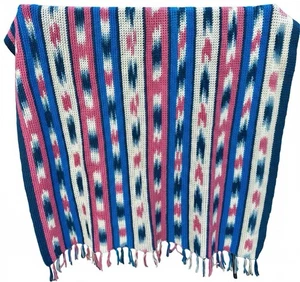 Cottagecore Vintage Handmade Knit Crochet Afghan Throw 48" x 60" Boho Farmhouse - Picture 1 of 8