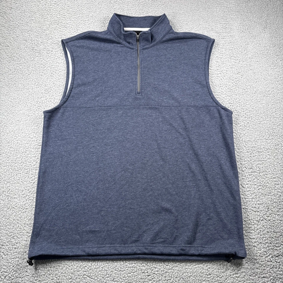 Dunning Golf Shirt Mens XXL Blue Sleeveless 1/4 Zip Bamboo Logo Embroidered Golf - Image 1 of 4
