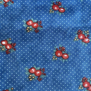 Fruit Cocktail Blue Polka Dot Apple Berries Chloe’s Closet 2 Yards - Picture 1 of 3