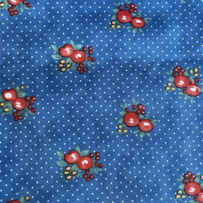 Fruit Cocktail Blue Polka Dot Apple Berries Chloe’s Closet 2 Yards - Image 1 of 3