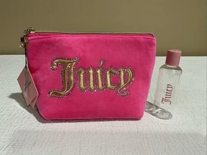 JUICY COUTURE Pink/Gold/Silver Bling Makeup Case Bag Small W/Bottle NWT - Picture 1 of 17
